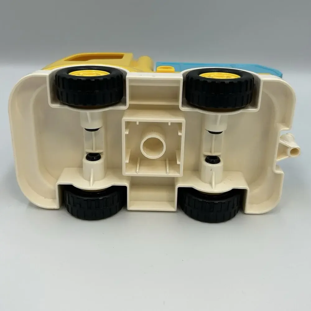 Mega Bloks Duplo Yellow Truck Cab Blue Dump Truck Vehicle w/ Worker Toy Set